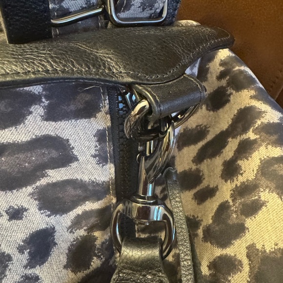 NWT Rebecca Minkoff Julian, mini leopard print backpack in black and gray nylon main image 10